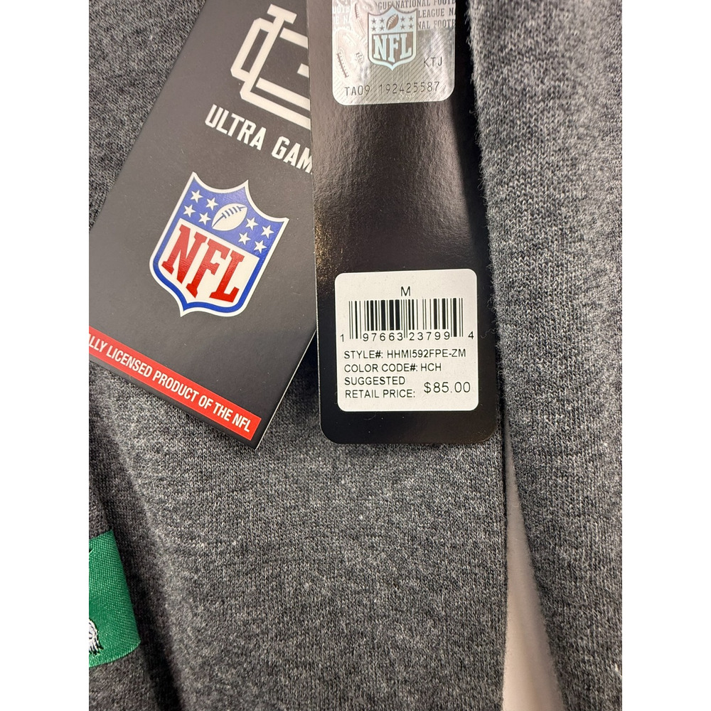 NWT Men's Ultra Game Philadelphia Eagles NFL Hoodie Sweatshirt Gray Green SZ M - Picture 2 of 12